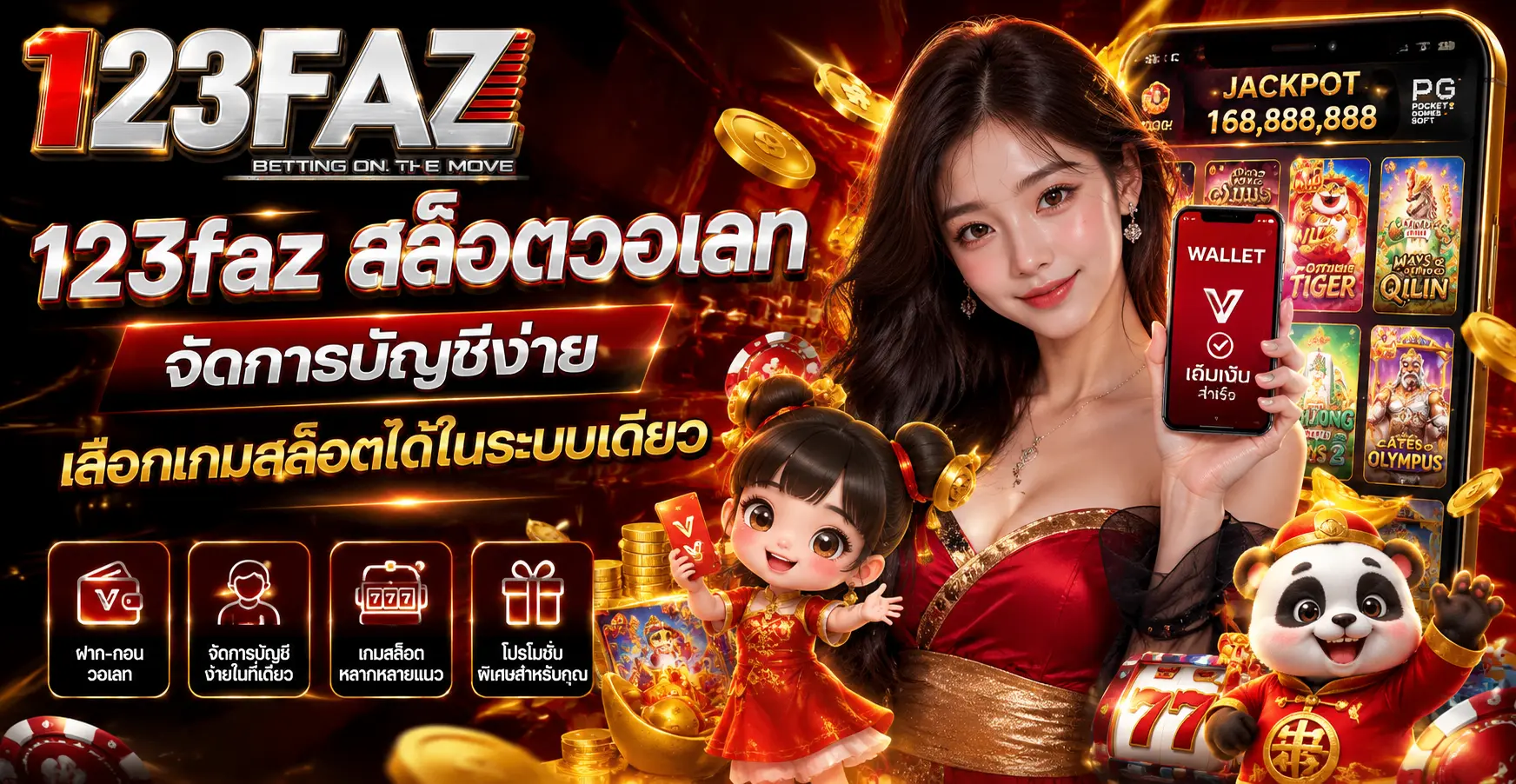 123faz สล็อตวอเลท จัดการบัญชีง่าย เลือกเกมสล็อตได้ในระบบเดียว